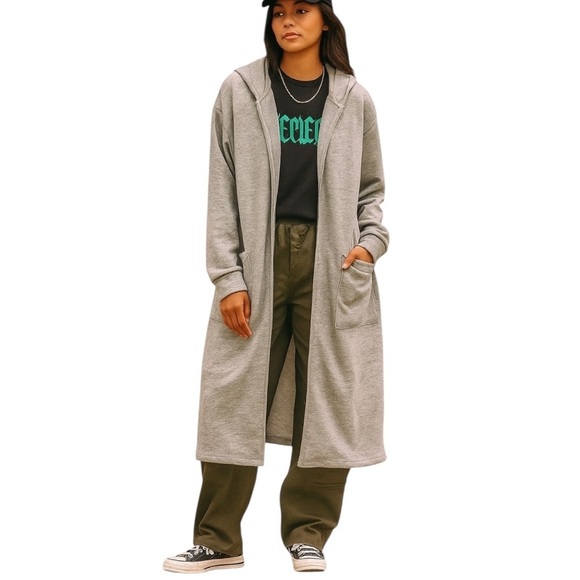 Forever 21 Tops - NWT Forever 21 Open Front Gray Cardigan Jacket Oversized Hoodie